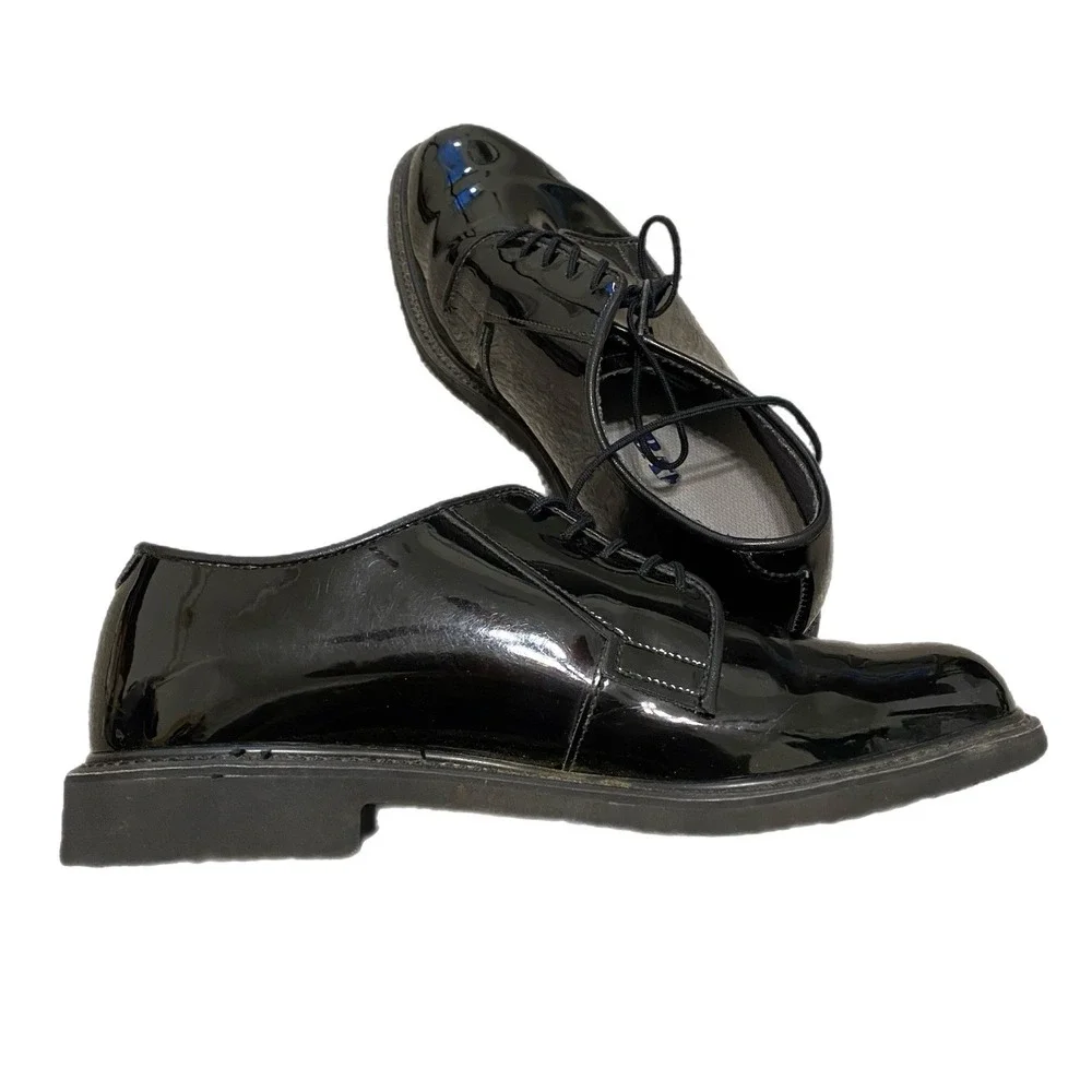 Bates Lites Military Navy Dress Shoes Men 8E Black Gloss Oxford E00942